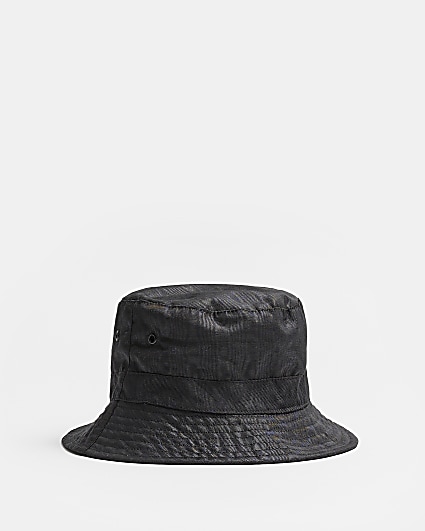 Black satin bucket hat
