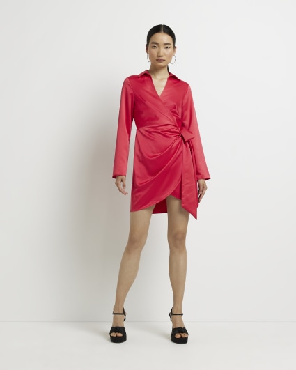 Red leather sale dress river island