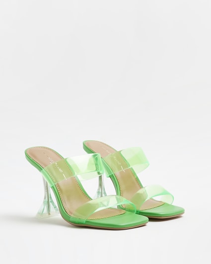 Green wide fit perspex heeled mules
