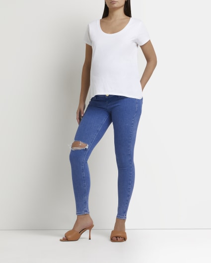 GenesinlifeShops GB - River Island Maternity Overbump højtaljede skinny  jeans i mørkeblå - Leggings with logo Diesel