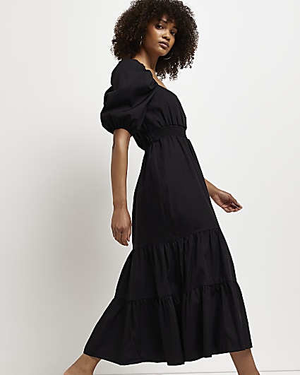 Black smock clearance midi dress