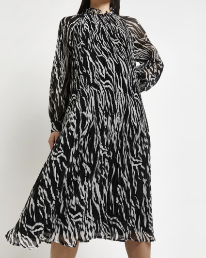 Black printed maternity midi dress