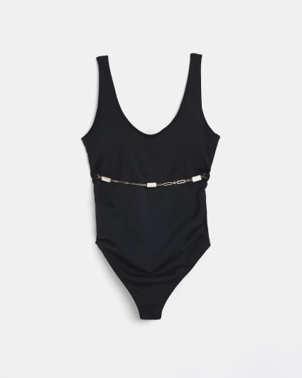 Black chain detail maternity swimsuit