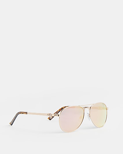 Rose gold mirror aviator sunglasses