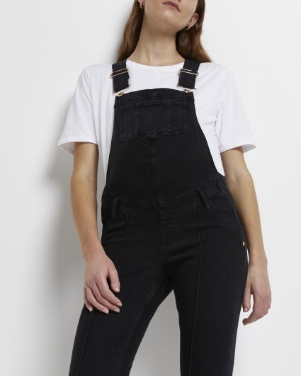 Black denim maternity dungarees