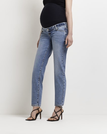 Wide Leg Low Waist Maternity Jeans