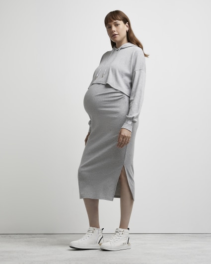 Grey maternity dress and jumper set
