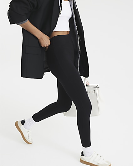 River Island high rise legging shorts in black