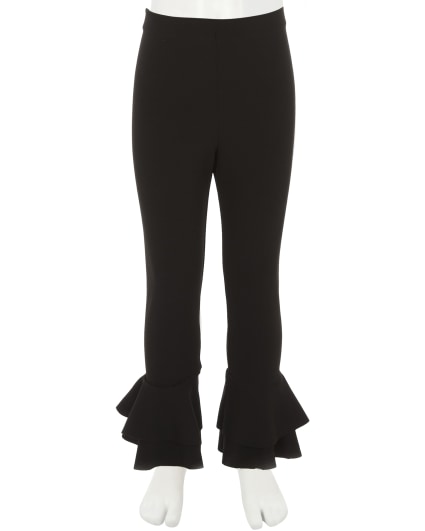 Girls Black Ribbed Flared Leggings (7-15yrs) - Matalan