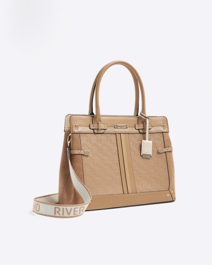 Brown embossed RI tote bag