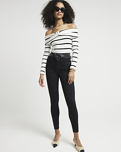 Black high waisted bum sculpt skinny jeans