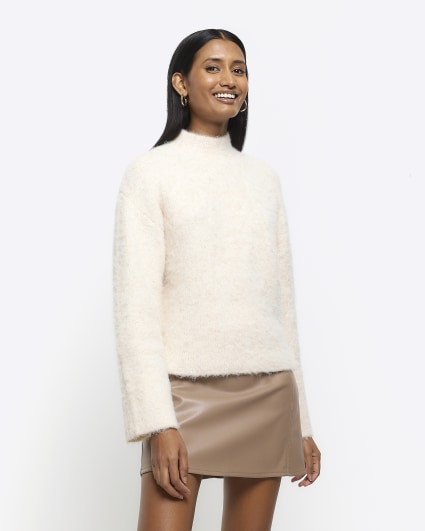 Cream brushed knit jumper