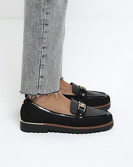 Black textured loafers