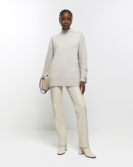 Beige cuff detail jumper