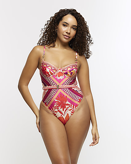 Erwazi Womens One Piece Swimsuits Ruffle Bathing Suit Swim Romper with Built-in  Bra Beachwear 