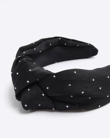Black diamante knot headband