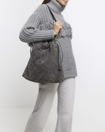 River island discount grey suede bag