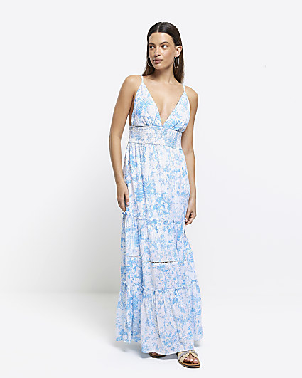 Floral Asymmetric Maxi Slip Dress