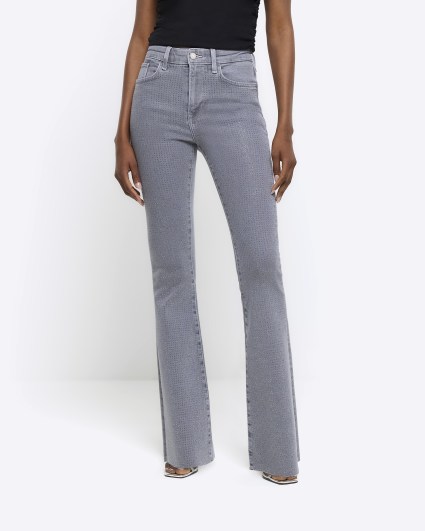 Grey high waisted bootcut jeans