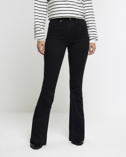 Black mid rise flare jeans