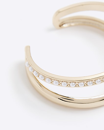 Gold Pearl Cuff Bracelet