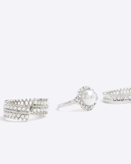 Silver Pearl Ring Multipack