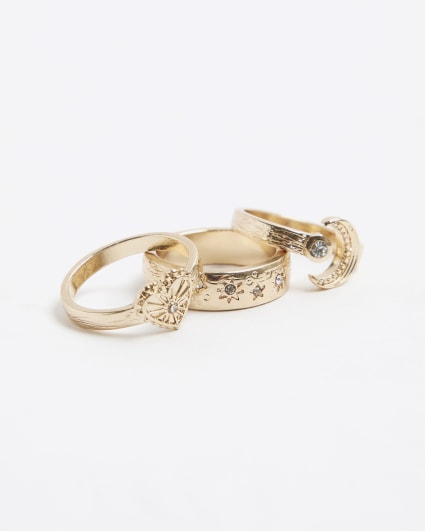 Gold moon ring multipack
