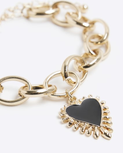 Black heart chain bracelet