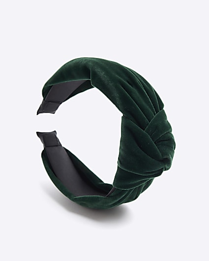 Green velvet knot headband