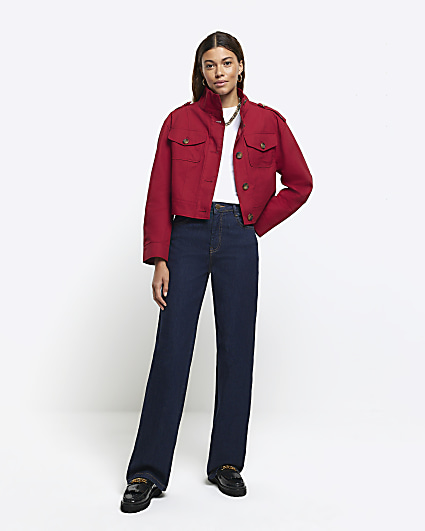 Red Crop Trench Jacket