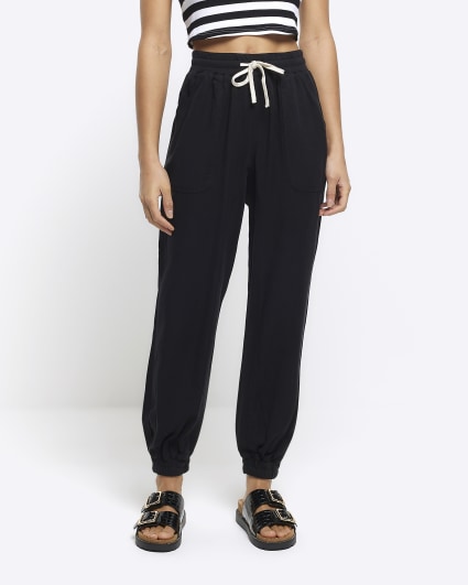 Off Duty High Waist Joggers, Black