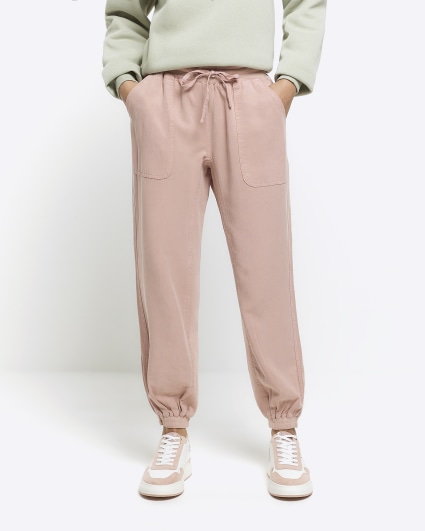 Pink lyocell cuffed joggers