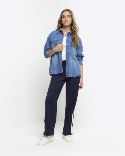 Blue oversized denim shirt