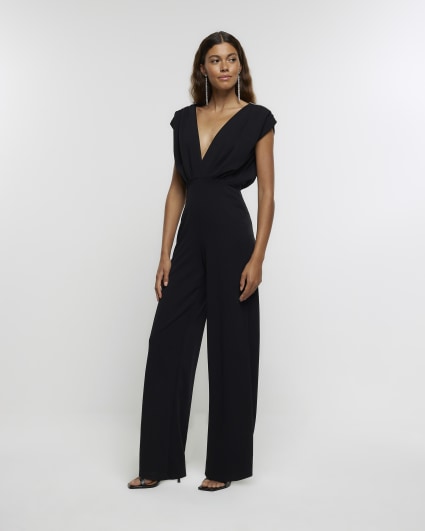 Black embellished wide leg jumpsuit