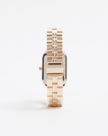 Rose gold rectangle face watch