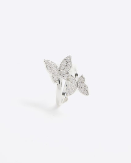 Silver butterfly wrap ring