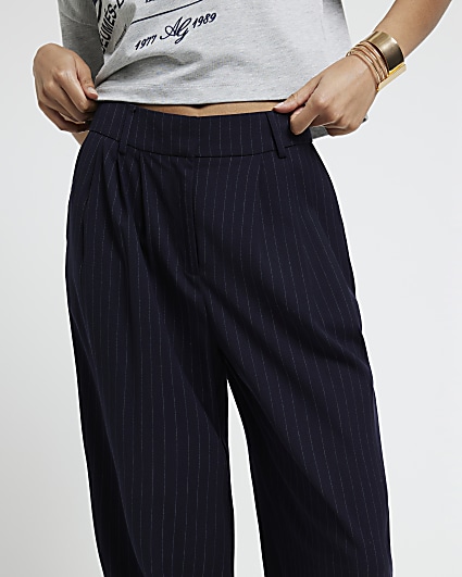 Navy stripe wide leg trousers