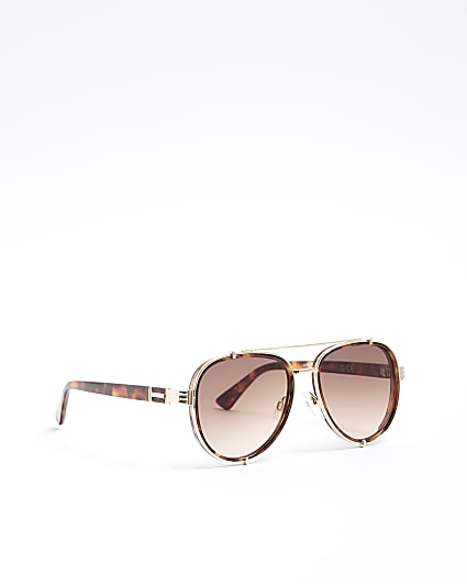 Brown tortoise aviator sunglasses