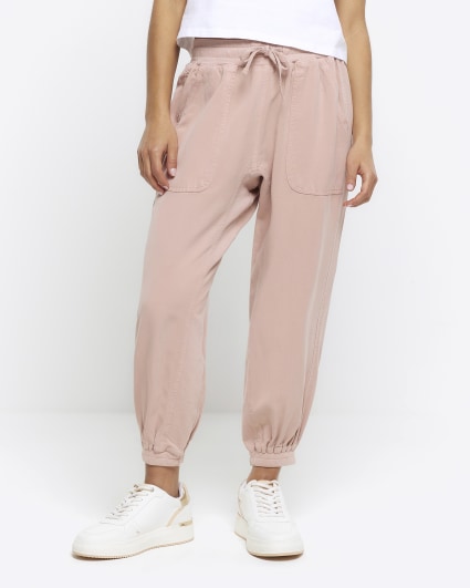 Petite pink lyocell cuffed joggers