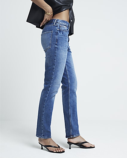 River Island Tall - Jeans skinny a vita alta con bottoni bianchi