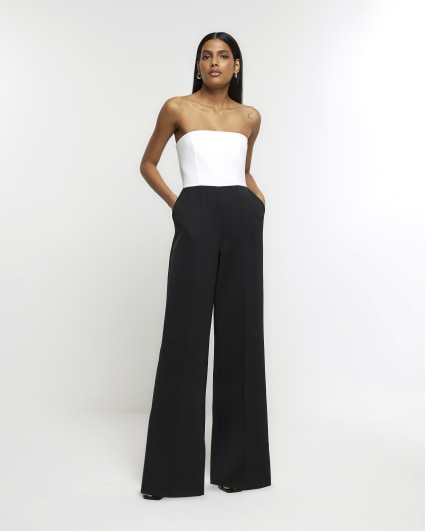 Black bandeau wide leg jumpsuit