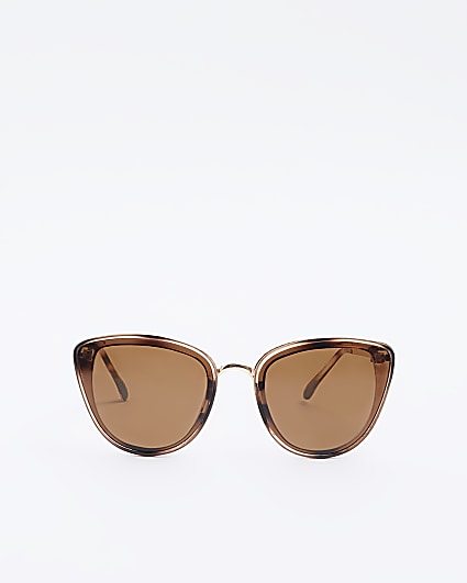 Brown metal cat eye sunglasses