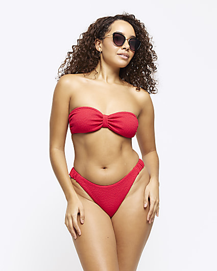 Red texture bikini bottoms