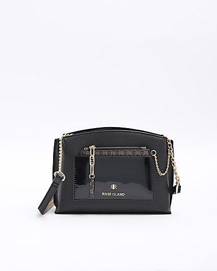 Black RI monogram pouch cross body bag