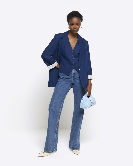 Navy blue blazer clearance womens