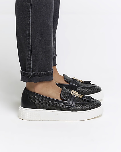 River island black hot sale slip on shoes