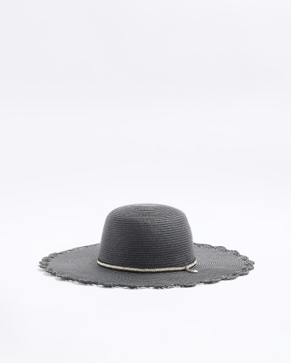 Black straw beaded hat