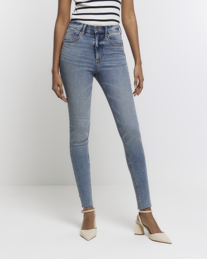 Blue high waisted bum sculpt skinny jeans