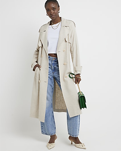 Together Stone Longline Trench Coat