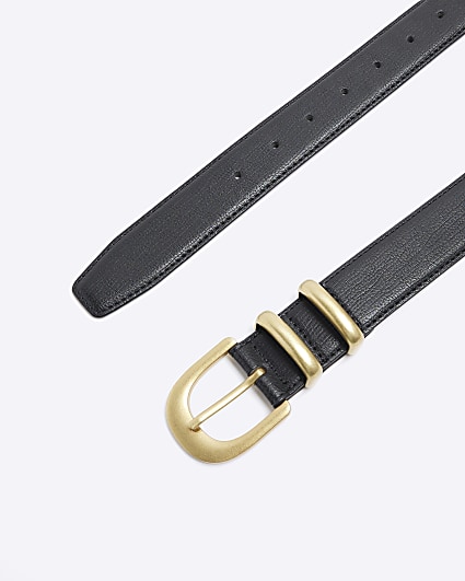 Black faux leather belt